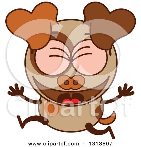 Clipart of a Cartoon Brown Dog Character Celebrating - Royalty Free Vector Illustration by Zooco