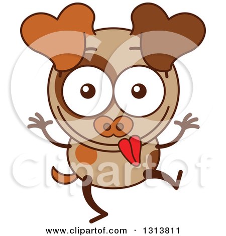 Clipart of a Cartoon Brown Dog Character Making a Funny Face - Royalty Free Vector Illustration by Zooco
