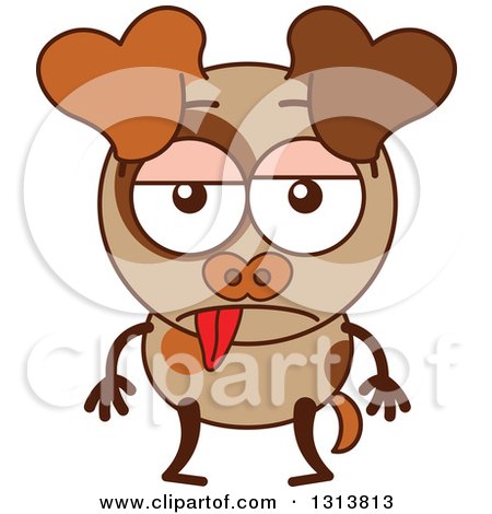 Clipart of a Cartoon Indifferent Brown Dog Character - Royalty Free Vector Illustration by Zooco