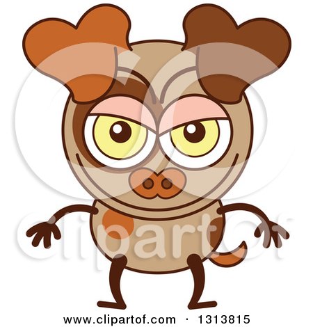 Clipart of a Cartoon Naughty Brown Dog Character - Royalty Free Vector Illustration by Zooco