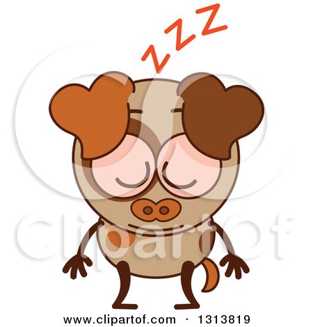 Clipart of a Cartoon Brown Dog Character Snoozing - Royalty Free Vector Illustration by Zooco