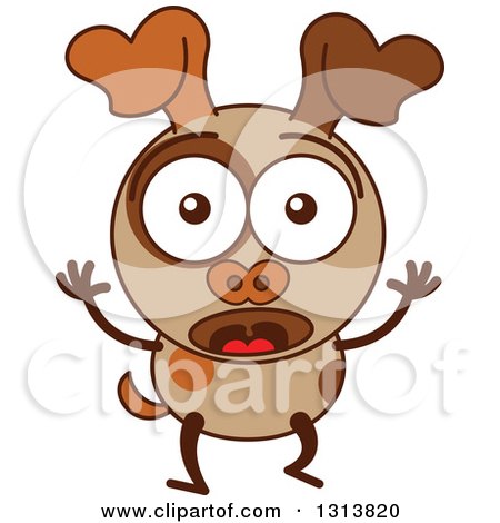 Clipart of a Cartoon Surprised Brown Dog Character - Royalty Free Vector Illustration by Zooco