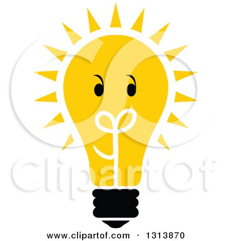 Clipart of a Shining Yellow Light Bulb Character - Royalty Free Vector Illustration by Vector Tradition SM