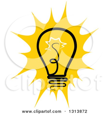 Clipart of a Shining Yellow Light Bulb - Royalty Free Vector Illustration by Vector Tradition SM