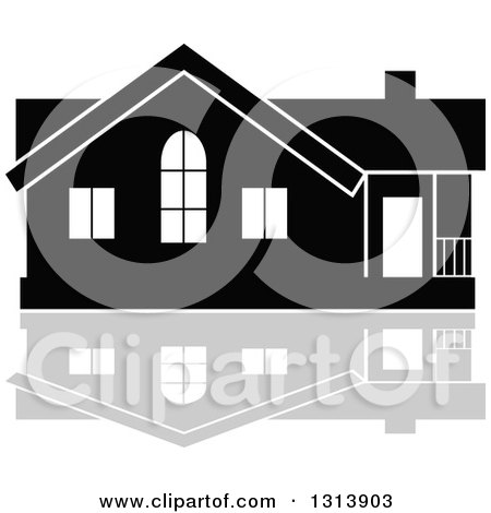 Clipart of a Black Residential Home and Gray Reflection 10 - Royalty Free Vector Illustration by Vector Tradition SM