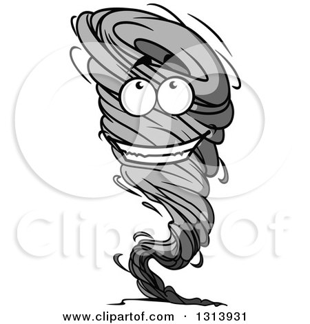 Clipart of a Grayscale Twister Tornado Character 10 - Royalty Free Vector Illustration by Vector Tradition SM