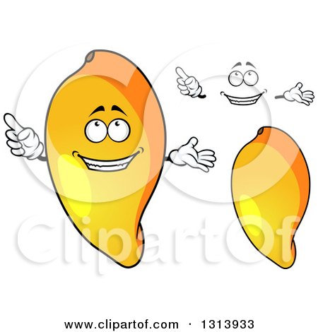 Clipart of a Cartoon Happy Face, Hands and Mangoes - Royalty Free Vector Illustration by Vector Tradition SM