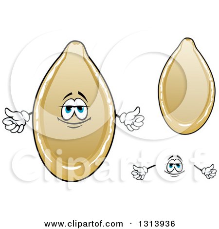 Clipart of a Cartoon Face, Hands and Pumpkin Seed Pepitas - Royalty Free Vector Illustration by Vector Tradition SM