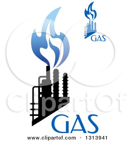 Clipart of Black and Blue Natural Gas and Flame Designs with Text 5 - Royalty Free Vector Illustration by Vector Tradition SM