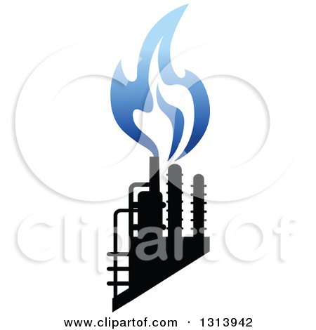 Clipart of a Black and Blue Natural Gas and Flame Design 5 - Royalty Free Vector Illustration by Vector Tradition SM