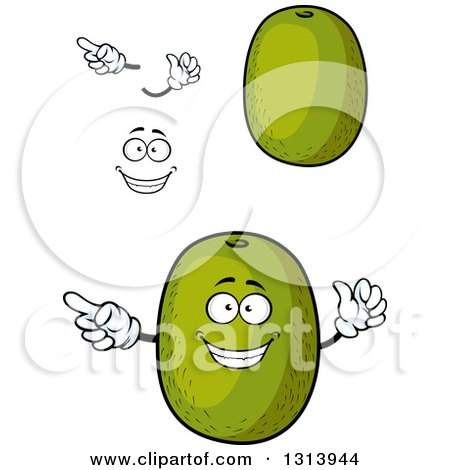 Clipart of a Cartoon Face, Hands and Green Kiwi Fruits - Royalty Free Vector Illustration by Vector Tradition SM