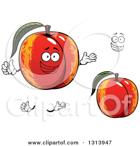 Clipart of a Cartoon Face, Hands and Nectarines - Royalty Free Vector Illustration by Vector Tradition SM