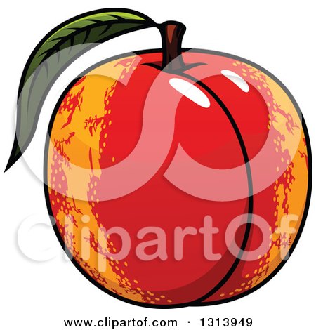 Clipart of a Cartoon Shiny Nectarine - Royalty Free Vector Illustration by Vector Tradition SM