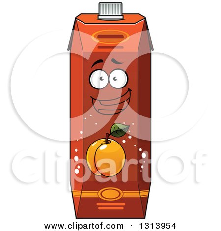 Clipart of a Cartoon Apricot Juice Carton Character - Royalty Free Vector Illustration by Vector Tradition SM