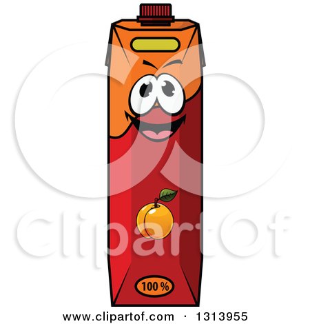 Clipart of a Cartoon Apricot Juice Carton Character 2 - Royalty Free Vector Illustration by Vector Tradition SM