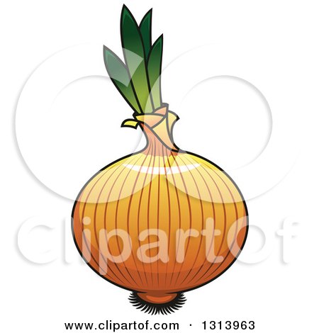 Clipart of a Cartoon Shiny Yellow Onion - Royalty Free Vector Illustration by Vector Tradition SM