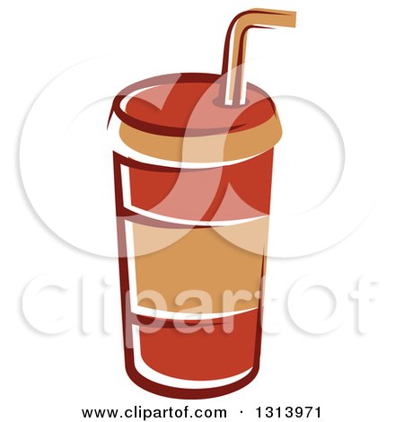 Clipart of a Cartoon Brown Fountain Soda Cup - Royalty Free Vector Illustration by Vector Tradition SM