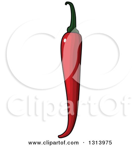 Clipart of a Cartoon Long Red Chili Pepper - Royalty Free Vector Illustration by Vector Tradition SM