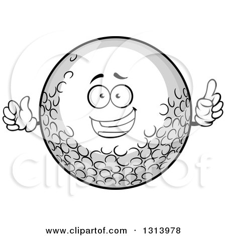 Clipart of a Cartoon Golf Ball Character Holding up a Finger - Royalty Free Vector Illustration by Vector Tradition SM