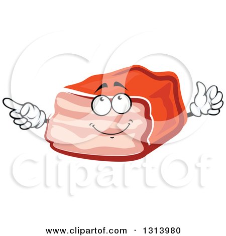 Clipart of a Cartoon Meatloaf Character Pointing and Giving a Thumb up - Royalty Free Vector Illustration by Vector Tradition SM