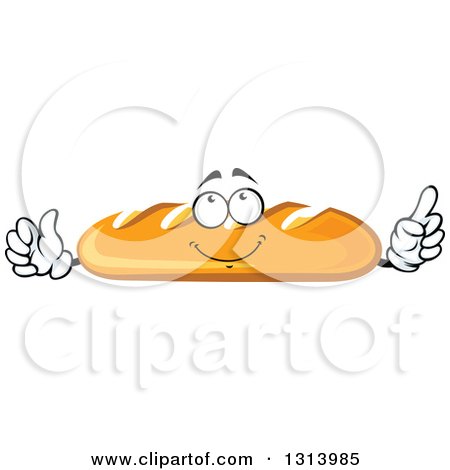 Clipart of a Cartoon Baguette French Bread Character Holding up a Finger - Royalty Free Vector Illustration by Vector Tradition SM