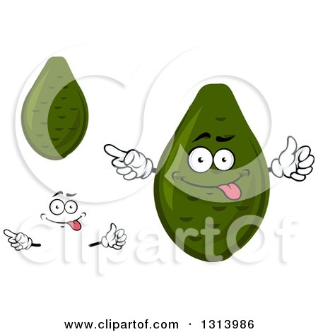 Clipart of a Cartoon Goofy Face, Hands and Avocados - Royalty Free Vector Illustration by Vector Tradition SM