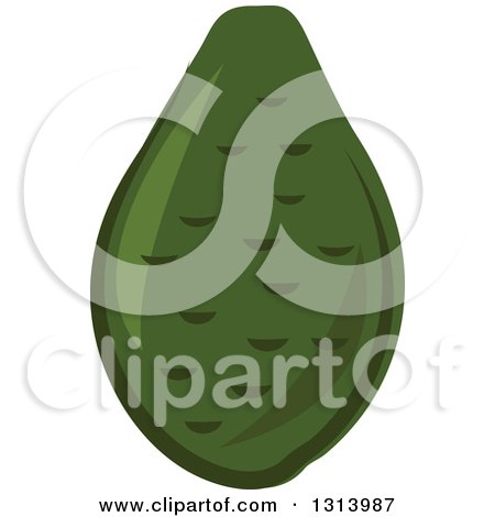 Clipart of a Cartoon Dark Green Avocado - Royalty Free Vector Illustration by Vector Tradition SM