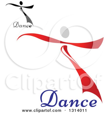 Clipart of Red and Black Ribbon Dancers with Text - Royalty Free Vector Illustration by Vector Tradition SM