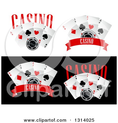 Clipart of Casino Poker Chips and Playing Cards with Text - Royalty Free Vector Illustration by Vector Tradition SM