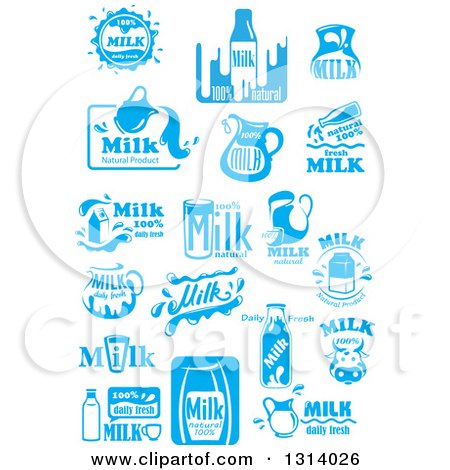 Clipart of Blue and White Milk Designs 5 - Royalty Free Vector Illustration by Vector Tradition SM