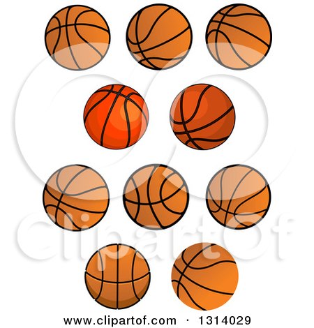 Clipart of Cartoon Orange and Black Basketballs - Royalty Free Vector Illustration by Vector Tradition SM