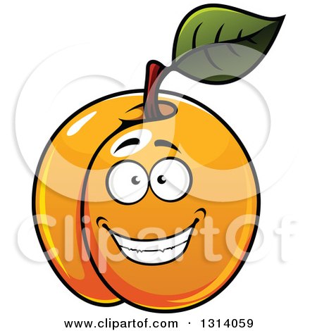 Clipart of a Cartoon Grinning Apricot Character - Royalty Free Vector Illustration by Vector Tradition SM