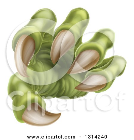 Clipart of a 3d Green Monster Claw with Sharp Talons - Royalty Free Vector Illustration by AtStockIllustration