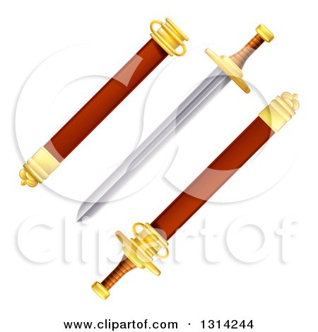 Clipart of a Sword with Scabbard - Royalty Free Vector Illustration by AtStockIllustration