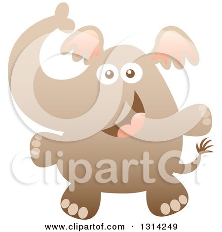 Clipart of a Cute Cartoon Happy Baby Elephant - Royalty Free Vector Illustration by Zooco