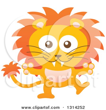 Clipart of a Cute Cartoon Happy Baby Male Lion - Royalty Free Vector Illustration by Zooco