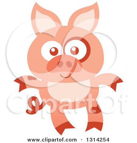 Clipart of a Cute Cartoon Happy Baby Piglet - Royalty Free Vector Illustration by Zooco