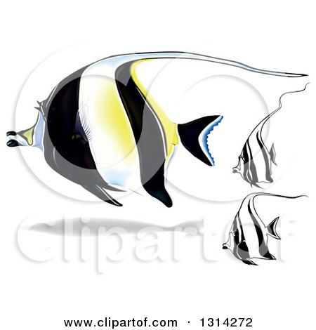 Clipart of 3d and Cartoon Moorish Idol Marine Fish - Royalty Free Vector Illustration by dero