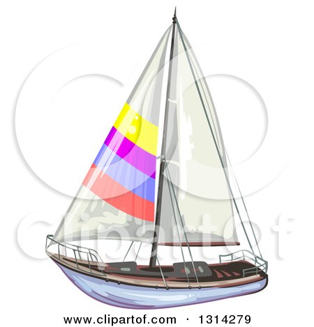 Clipart of a Sailboat with Colorful Stripes - Royalty Free Vector Illustration by merlinul