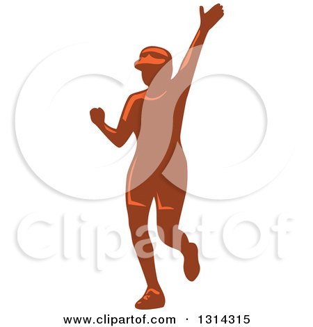 Clipart of a Retro Female Marathon Runner Waving - Royalty Free Vector Illustration by patrimonio