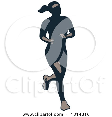 Clipart of a Retro Female Marathon Runner - Royalty Free Vector Illustration by patrimonio