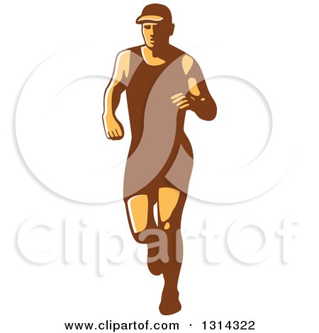 Clipart of a Retro Male Triathlete or Marathon Runner 2 - Royalty Free Vector Illustration by patrimonio