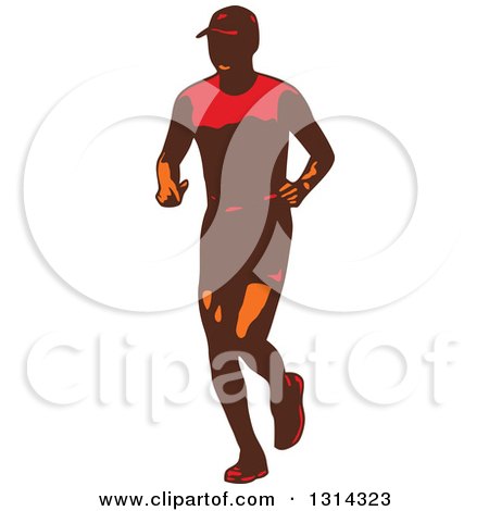 Clipart of a Retro Male Triathlete or Marathon Runner 3 - Royalty Free Vector Illustration by patrimonio
