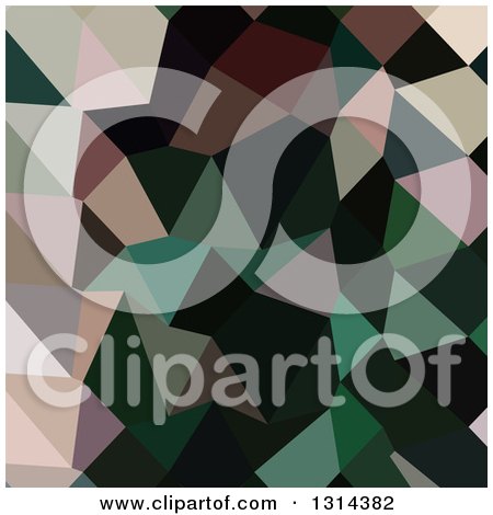 Clipart of a Low Poly Abstract Geometric Background of Dark Moss Green - Royalty Free Vector Illustration by patrimonio