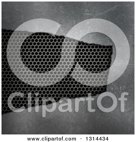 Clipart of a 3d Visible Perforated Metal Grate in Concrete - Royalty Free Illustration by KJ Pargeter