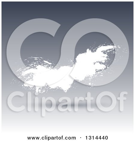 Clipart of a Floating White Grunge Splatter over Gradient Gray - Royalty Free Vector Illustration by KJ Pargeter