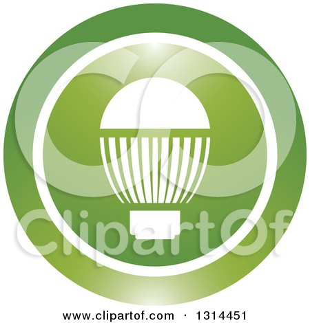 Clipart of a White LED Light Bulb in a Round Green and White Icon - Royalty Free Vector Illustration by Lal Perera