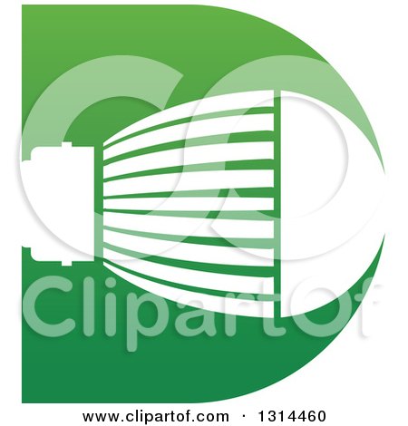 Clipart of a White LED Light Bulb in a Green Letter D - Royalty Free Vector Illustration by Lal Perera