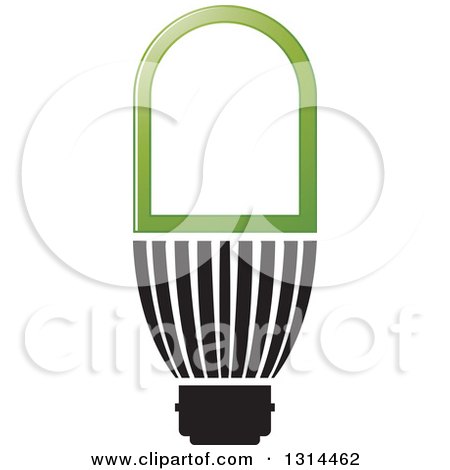 Clipart of a Black and Green LED Light Bulb - Royalty Free Vector Illustration by Lal Perera