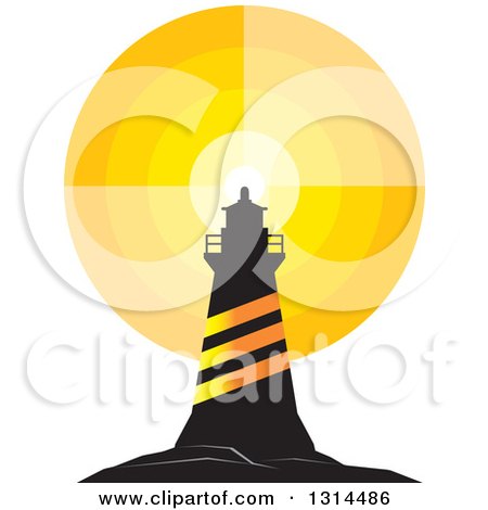 Clipart of a Bright Lighthouse with Orange Lights - Royalty Free Vector Illustration by Lal Perera